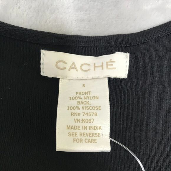 Cache Tank Top Womens Small Black Pewter Silver Sequin VNeck NEW Metallic Party - Picture 3 of 7